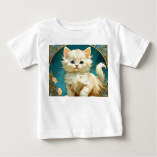 Alphonse Mucha Art Nouveau White Cat Baby T-Shirt