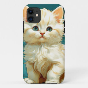 Alphonse Mucha Art Nouveau White Cat iPhone 11 Case