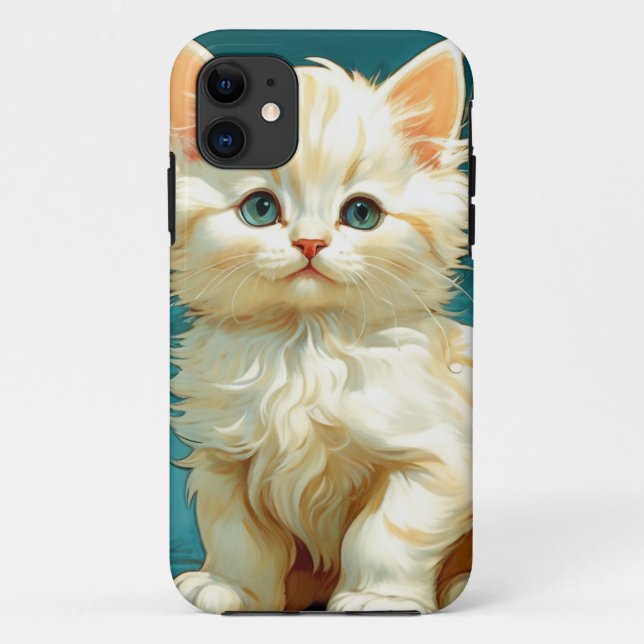 Alphonse Mucha Art Nouveau White Cat Case-Mate iPhone Case (Back)