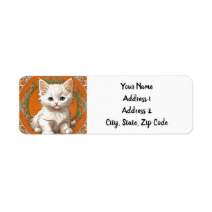 Alphonse Mucha Art Nouveau White Kitten