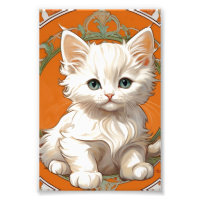 Alphonse Mucha Art Nouveau White Kitten