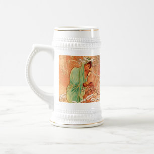 Alphonse Mucha Art Nouveau Winter Beer Stein
