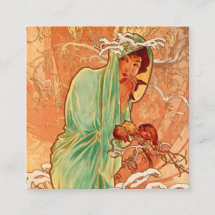 Alphonse Mucha Art Nouveau Winter Enclosure Card