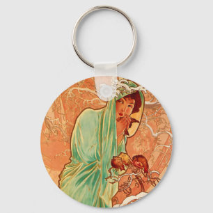 Alphonse Mucha Art Nouveau Winter Keychain