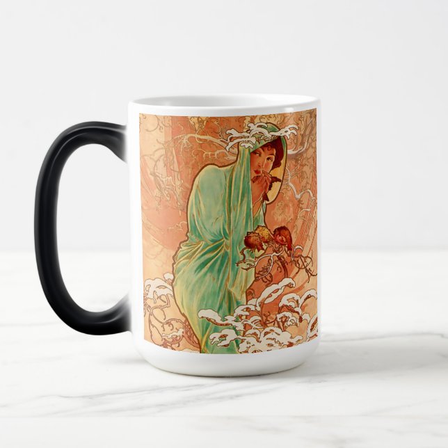 Alphonse Mucha Art Nouveau Winter Magic Mug (Left)