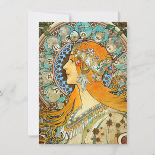 Alphonse Mucha Art Nouveau Zodiac Invitation