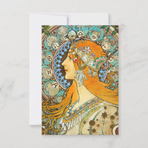 Alphonse Mucha Art Nouveau Zodiac Invitation