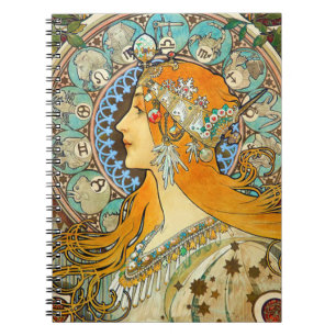 Alphonse Mucha Art Nouveau Zodiac Notebook