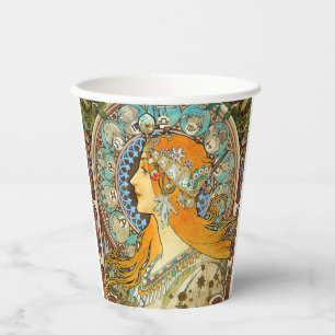 Alphonse Mucha Art Nouveau Zodiac Paper Cups