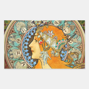 Alphonse Mucha Art Nouveau Zodiac Sticker