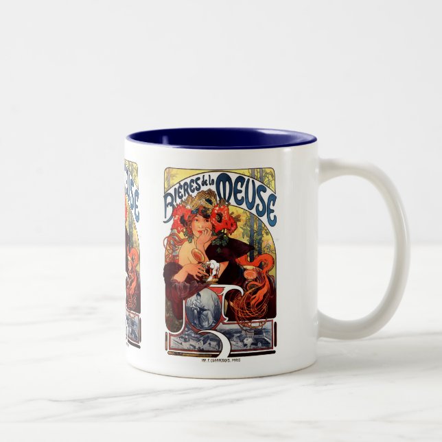 Alphonse Mucha , Bières de la Meuse , 1897 Two-Tone Coffee Mug (Right)