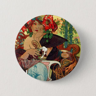 Alphonse Mucha Bieres De La Meuse 2 Inch Round Button