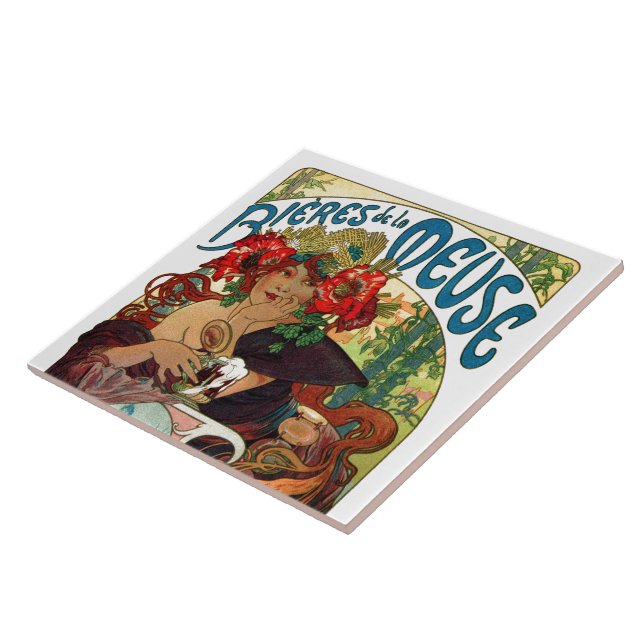 Alphonse Mucha Bieres De La Meuse Tile (Side)