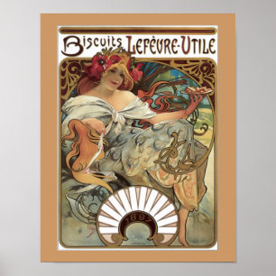 Alphonse Mucha Biscuits Cookies Vintage Ad  Poster