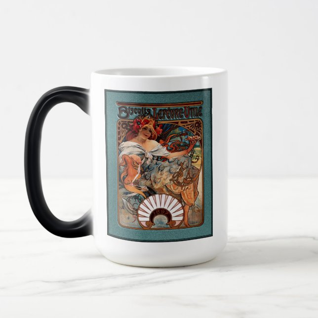 Alphonse Mucha Biscuits Lefevre-Utile Speckled Frm Magic Mug (Left)