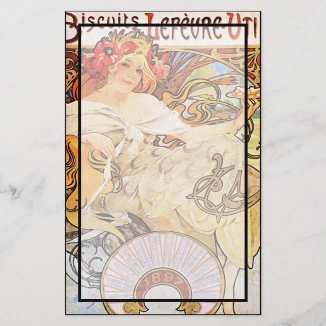 Alphonse Mucha Biscuits Lefevre-Utile Stationery (Front)