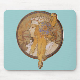 Alphonse Mucha ~ Byzantine Head: The Blonde Mouse Pad
