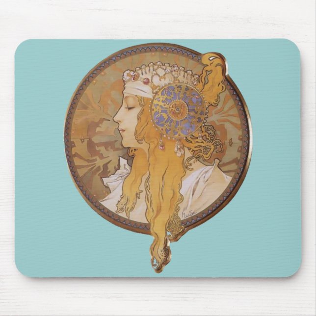 Alphonse Mucha ~ Byzantine Head: The Blonde Mouse Pad (Front)