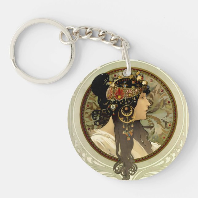 Alphonse Mucha - Byzantine Heads Brunette Keychain (Front)