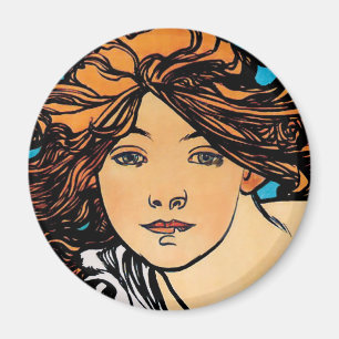 Alphonse Mucha - Cycles Perfecta Retro Art Nouveau Magnet