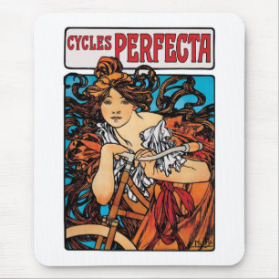 Alphonse Mucha - Cycles Perfecta Retro Art Nouveau Mouse Pad
