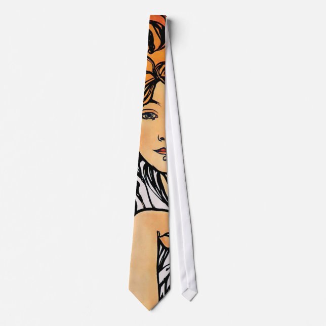 Alphonse Mucha - Cycles Perfecta Retro Art Nouveau Tie (Front)