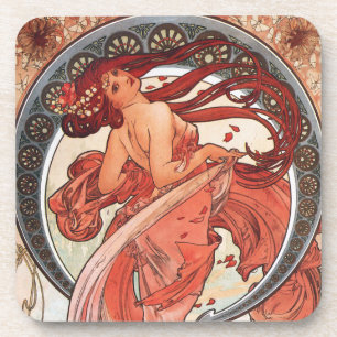 Alphonse Mucha Dance 1898 Art Nouveau Vintage Coaster