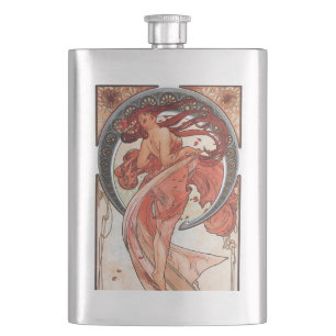 Alphonse Mucha Dance 1898 Art Nouveau Vintage Hip Flask