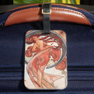Alphonse Mucha Dance 1898 Art Nouveau Vintage Luggage Tag
