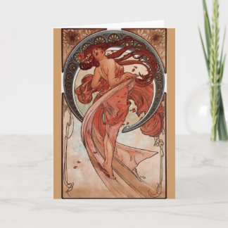 Alphonse Mucha, "Dance" Art Nouveau Greeting Card