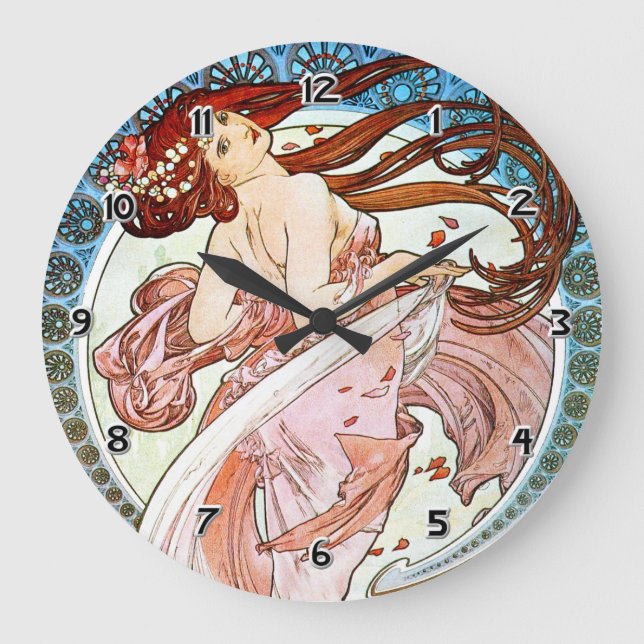Alphonse Mucha Dance Large Clock (Front)