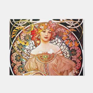Alphonse Mucha Daydream Floral Vintage Art Nouveau Doormat
