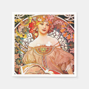 Alphonse Mucha Daydream Floral Vintage Art Nouveau Napkin