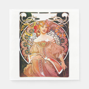 Alphonse Mucha Daydream Floral Vintage Art Nouveau Napkin