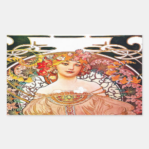 Alphonse Mucha Daydream Floral Vintage Art Nouveau Sticker