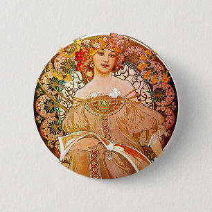 Alphonse Mucha Dreaming (Reverie) 2 Inch Round Button