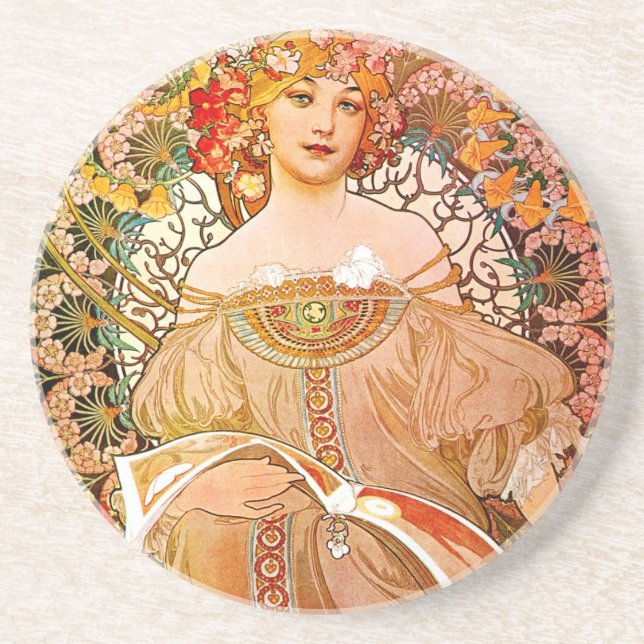 Alphonse Mucha Dreaming (Reverie) Coaster (Front)