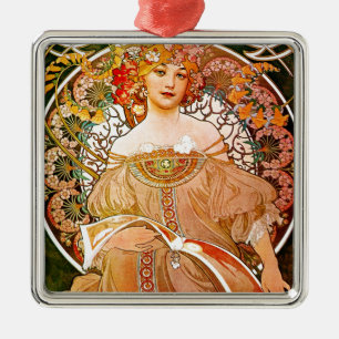 Alphonse Mucha Dreaming (Reverie) Metal Ornament