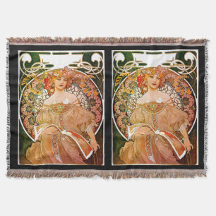 Alphonse Mucha Dreaming (Reverie) Throw Blanket