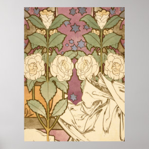 Alphonse Mucha Elegant Art Nouveau Stars Camellia Poster