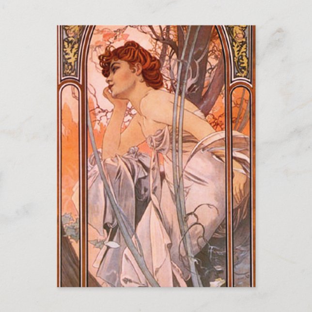 Alphonse Mucha Evening Reverie Postcard (Front)