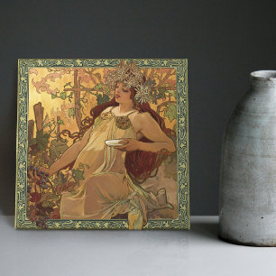 Alphonse Mucha Fall Season Art Nouveau Vintage Tile