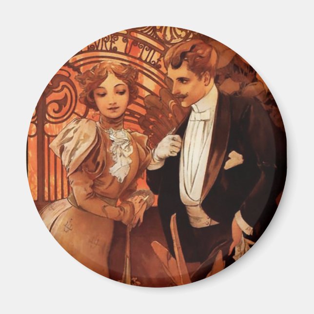 Alphonse Mucha Flirt Magnet (Front)