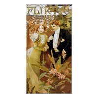 Alphonse Mucha Flirt Vintage Romantic Art Nouveau