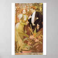 Alphonse Mucha Flirt Vintage Romantic Art Nouveau 