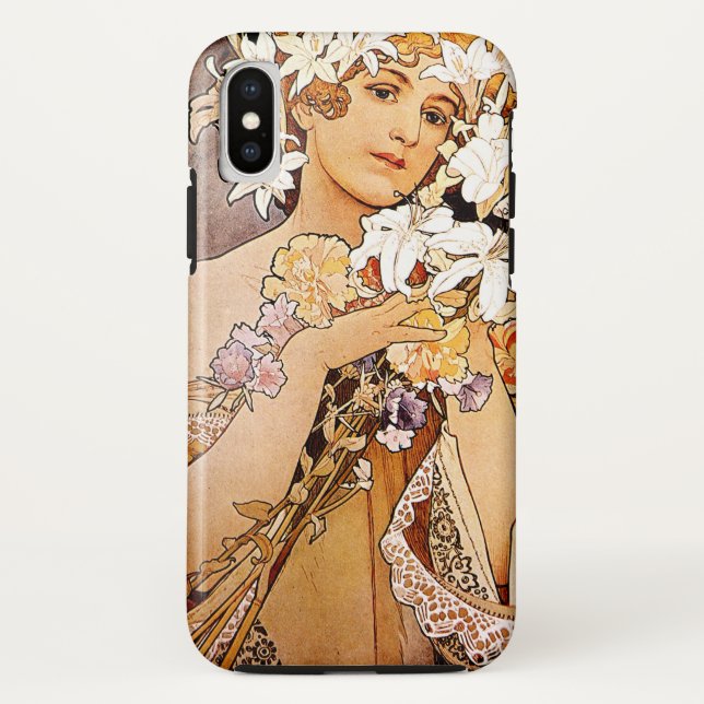 Alphonse Mucha Flower Case-Mate iPhone Case (Back)