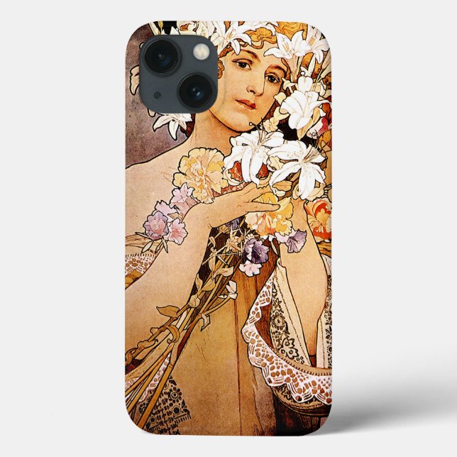 Alphonse Mucha Flower Case-Mate iPhone Case (Back)