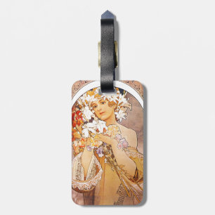 Alphonse Mucha Flower Luggage Tag
