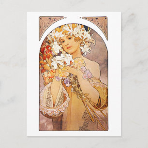 Alphonse Mucha Flower Postcard