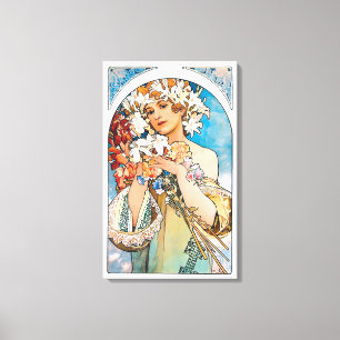 Alphonse Mucha - Flower - Retro Art Nouveau Canvas Print